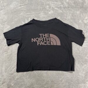 The North Face Shirt Women Large Black Crew Neck Cotton Modal Blend Crop Length